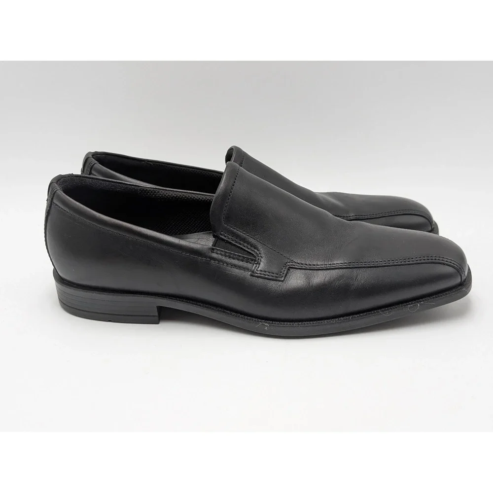 ECCO Loafers Mens 9 Black Leather Slip On Square Toe Dress Shoes 632644-01001
